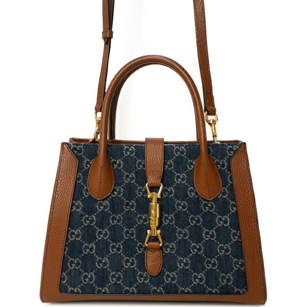 Gucci Jackie 1961 Tote Bag blue denim GG jacquard